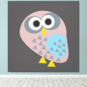 Uil mauve grijs blauw canvas afdruk (Insitu (Houten vloer))