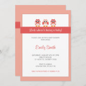 Uil Meisje Baby shower Uitnodiging (Voorkant / Achterkant)