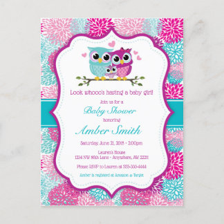 Uil Meisje Baby shower Uitnodiging