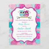 Uil Meisje Baby shower Uitnodiging (Voorkant)
