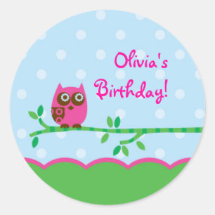 Uil Meisje Favor Sticker