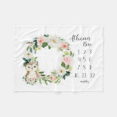 Uil Meisje Milestone Deken, Uil Maandelijks Baby B Fleece Deken (Voorkant (Horizontaal))