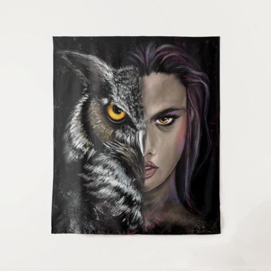 Uil Meisje Tapestry Wandkleed (Voorkant)