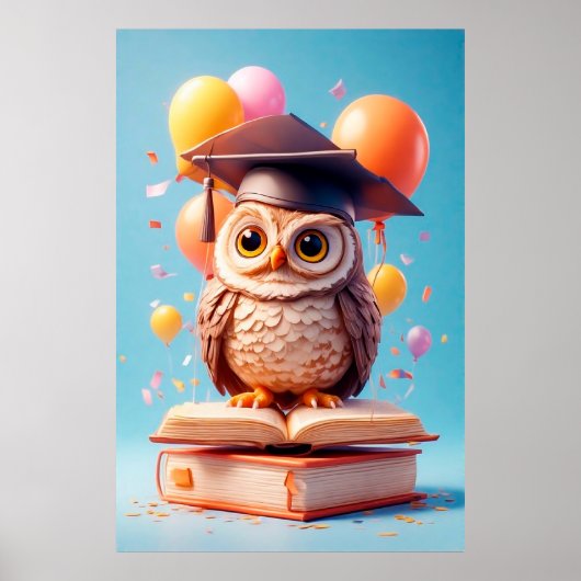 Uil met afstudeerhoed 🎓🦉📚✨ poster (Voorkant)