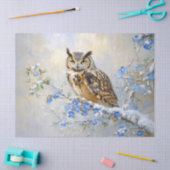 Uil met blauwe bloemen schilderij Decoupage Tissuepapier (Craft)