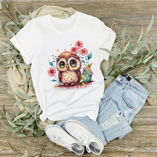 Uil met bloemen en Tiny House T-shirt
