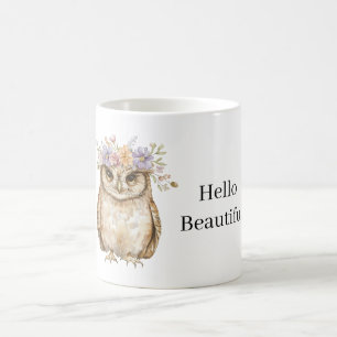 Uil met bloemen koffiemok