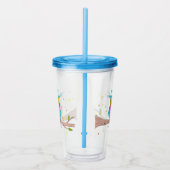 Uil met bloemrijke ogen gepersonaliseerde leraar t acryl drinkbeker (Rechts)