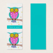 Uil met bloemrijke ogen kleine bladwijzer mini visitekaartjes (Voorkant /achterkant)