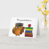 Uil met Boeken, het Wenskaart van Gelukwensen Kaart (Gele Bloem)