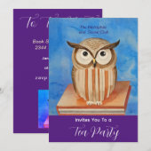 Uil met boeken - Tea Party uitnodiging (Voorkant / Achterkant)