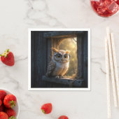 Uil met bril in stalraam servet (Insitu)