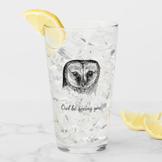 Uil met citaat glas (Voorkant ijs)