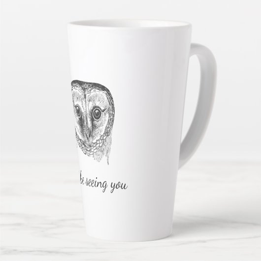 Uil met citaat latte mok (Rechterhoek)