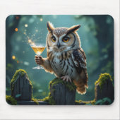Uil met een cocktail in een mystiek bos muismat (Voorkant)