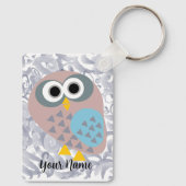 Uil met grijze waterverf sleutelhanger (Achterkant)