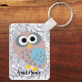 Uil met grijze waterverf sleutelhanger (Achterkant)