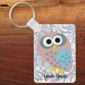 Uil met grijze waterverf sleutelhanger (Voorkant)