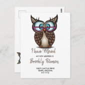 Uil met grote ogen Bewegende aankondiging Briefkaart (Voorkant / Achterkant)