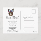 Uil met grote ogen Bewegende aankondiging Briefkaart (Achterkant)