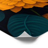 Uil met grote ogen voor de bloemen poster (Hoek)