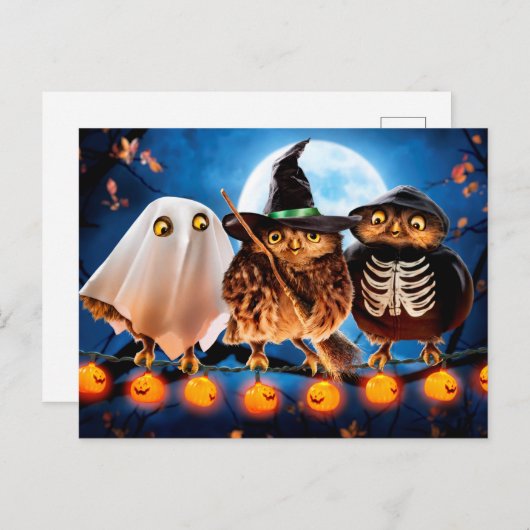 Uil met Halloween Uitnodiging Briefkaart (Voorkant / Achterkant)