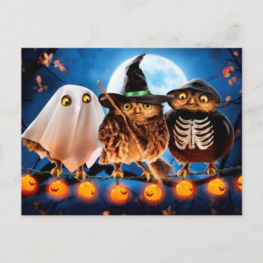Uil met Halloween Uitnodiging Briefkaart (Voorkant)