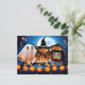 Uil met Halloween Uitnodiging Briefkaart (Staand voorkant)