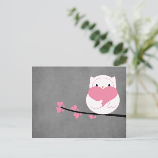 Uil met harten Briefkaart (Staand voorkant)