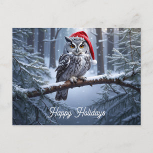 Uil met kerstmuts briefkaart