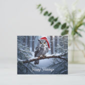 Uil met kerstmuts briefkaart (Staand voorkant)