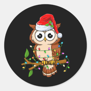 Uil met kerstmuts Kerstmis - Vogels Uil Liefhebber Ronde Sticker