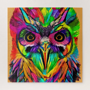 Uil met Kleurrijke Veren Quirky AI Art Legpuzzel