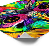 Uil met Kleurrijke Veren Quirky AI Art Poster (Hoek)