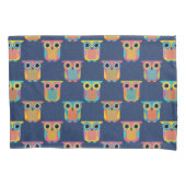 Uil met leuk patroon op blauw kussensloop (Voorkant)