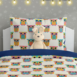 Uil met leuk patroon op crèmekleurige achtergrond kussensloop