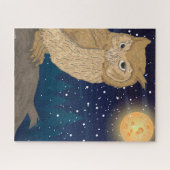 Uil met maan legpuzzel (Horizontaal)