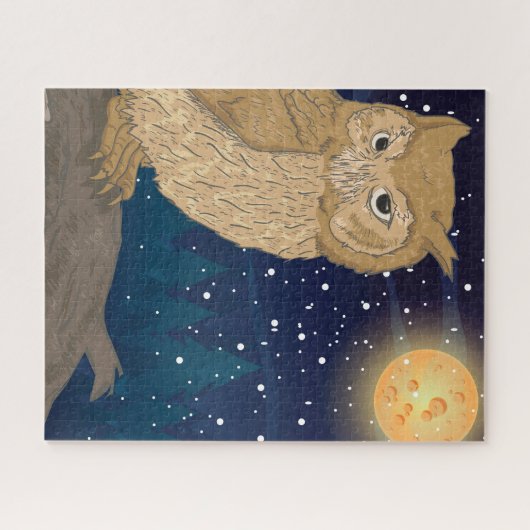 Uil met maan legpuzzel (Horizontaal)