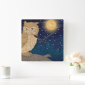 Uil met maan vierkante klok (Huis)