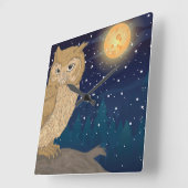 Uil met maan vierkante klok (Hoek)