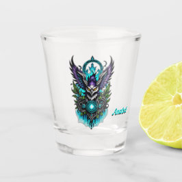 Uil met magische elementen. shot glas