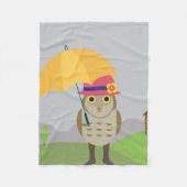 Uil met paraplu fleece deken (Voorkant)