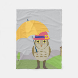Uil met paraplu fleece deken