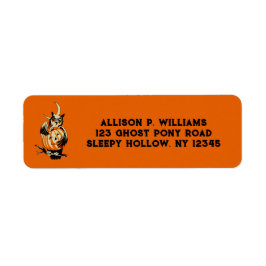 Uil met Pompoen Vintage Halloween Retouradres Etiket