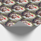 Uil met rode hartballon cadeaupapier (Hoek)