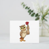 Uil met roos briefkaart (Staand voorkant)