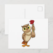 Uil met roos briefkaart (Voorkant / Achterkant)