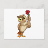 Uil met roos briefkaart (Voorkant)