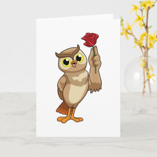 Uil met Roos Kaart (Gele Bloem)