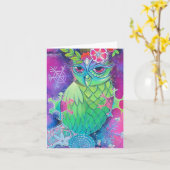 Uil met sneeuwvlokken kaart (Gele Bloem)